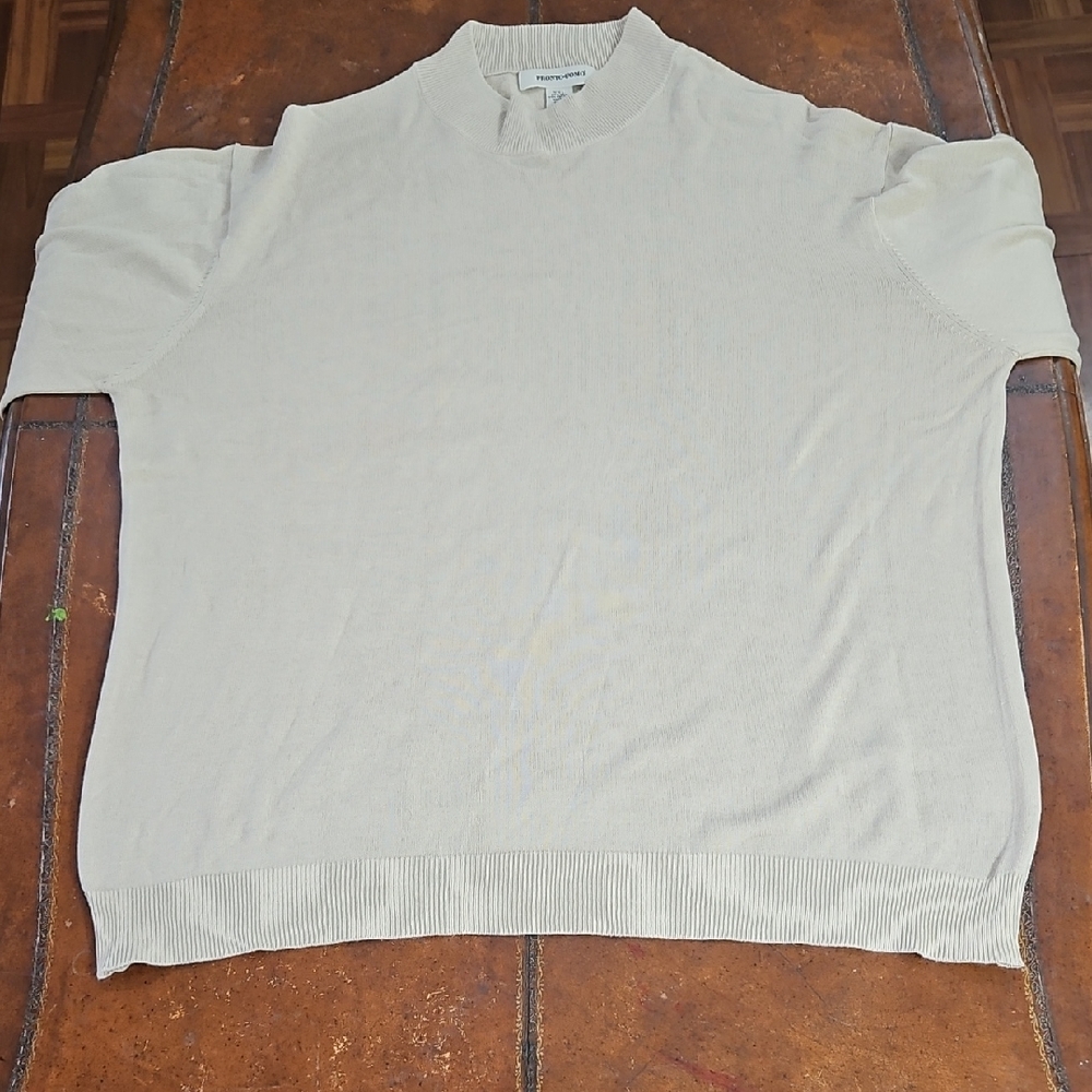 Pronto Uomo Men's Silk and Cotten Cream Crewneck Sweater